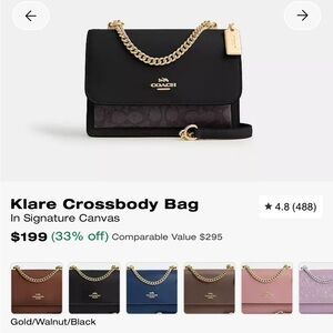 Coach Klare Black Crossbody with Gold Hardware